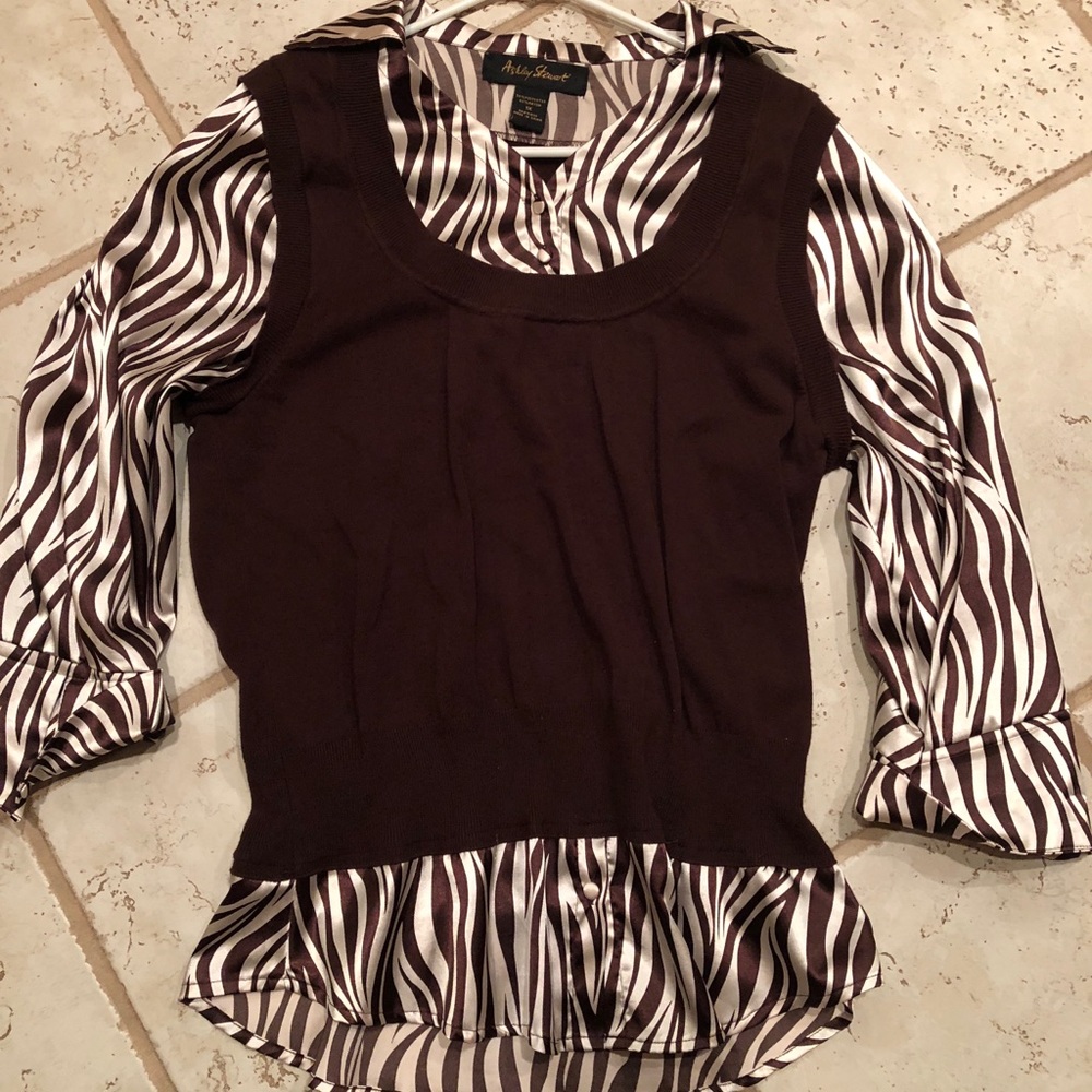 Satin top and sweater vest all in one